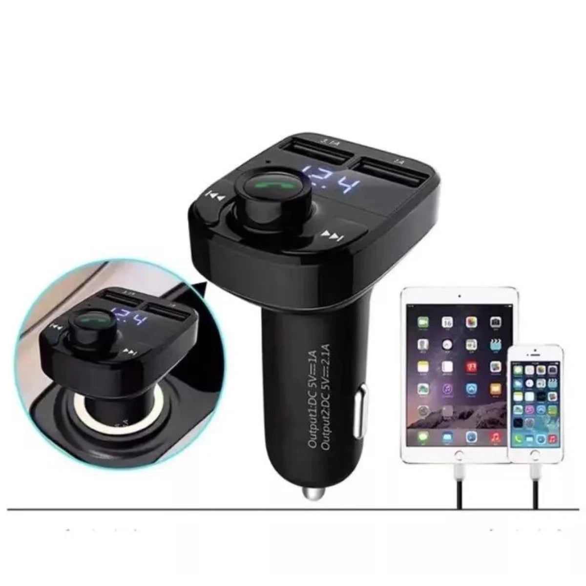 Bluetooth Carro Sem Fio Transmissor Fm Mp3 Kit Mãos Livres
