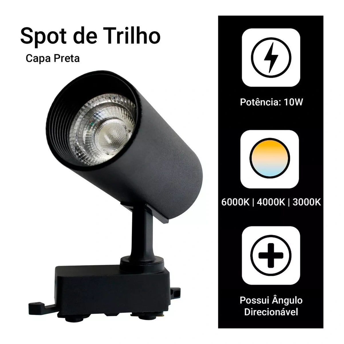 Spot Para Trilho Eletrificado Led 10w Luz Quente 3000k