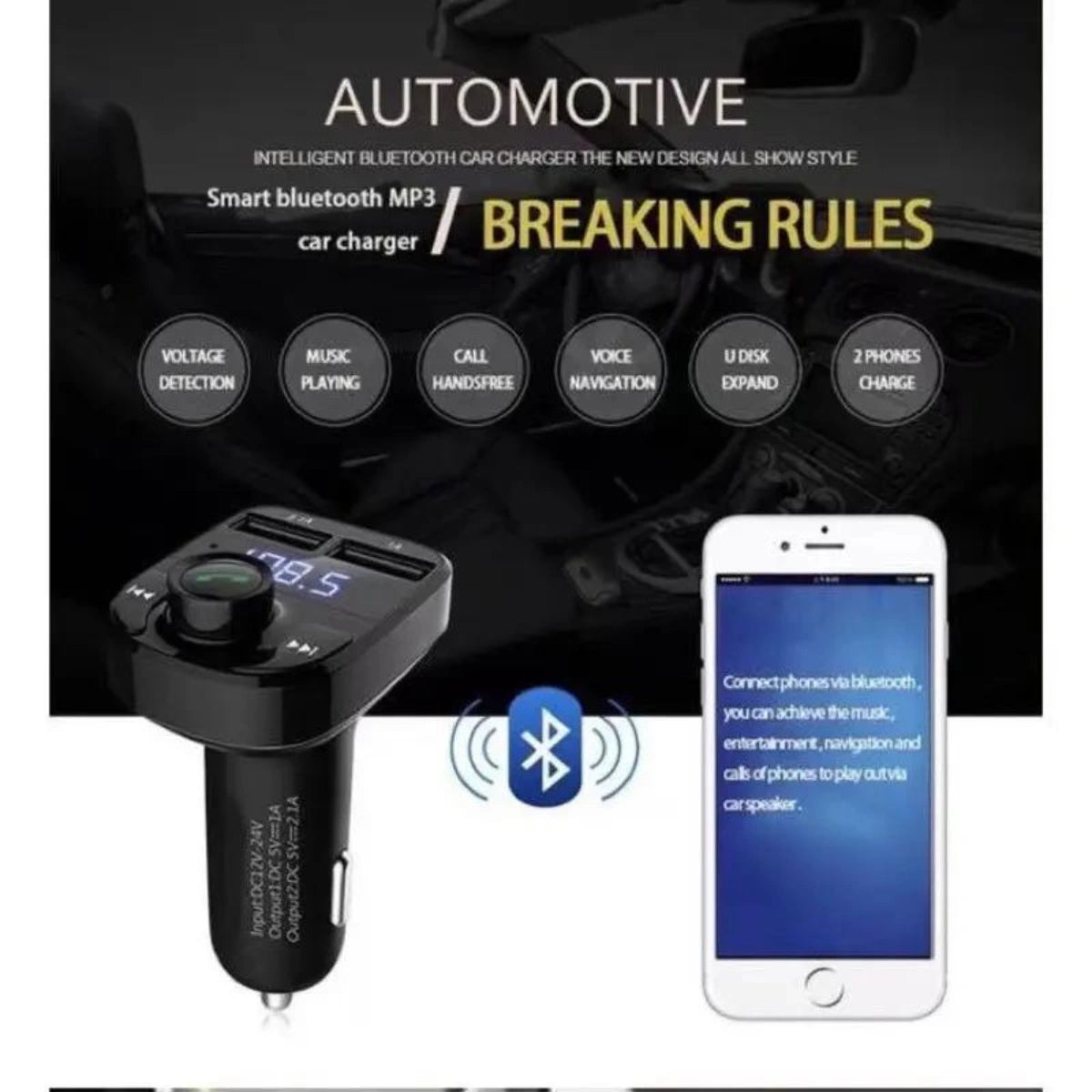 Bluetooth Carro Sem Fio Transmissor Fm Mp3 Kit Mãos Livres