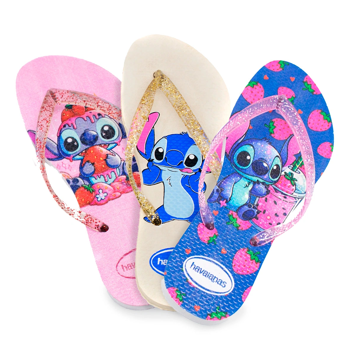 Kit 3 Chinelos Feminino Havaianas Stitch Sortidos