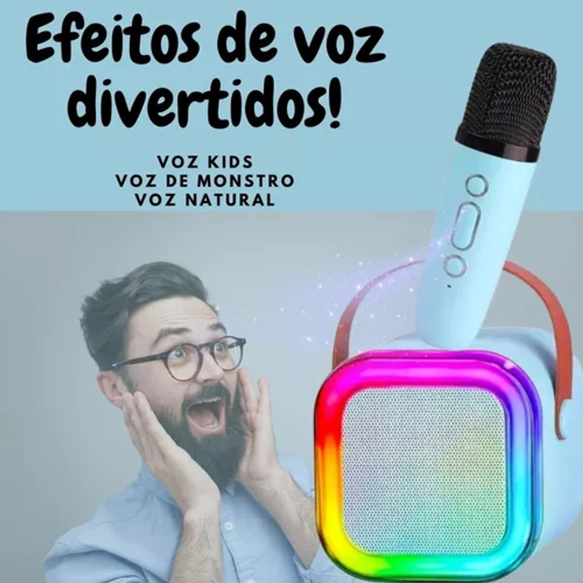 Mini Máquina de Karaokê com Microfone e Caixa de Som
