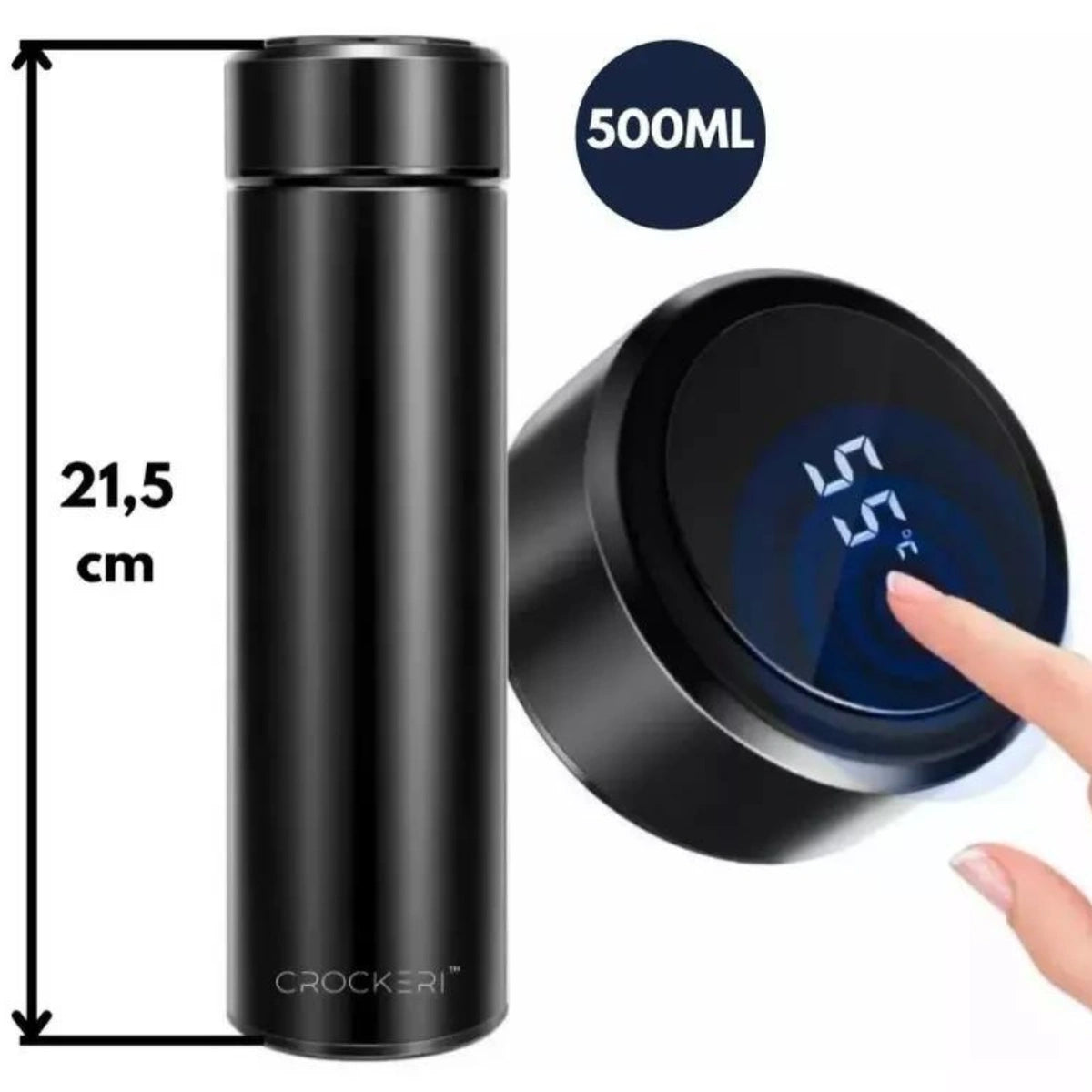 Garrafa Térmica 500ml Com Medidor De Temperatura Digital Led